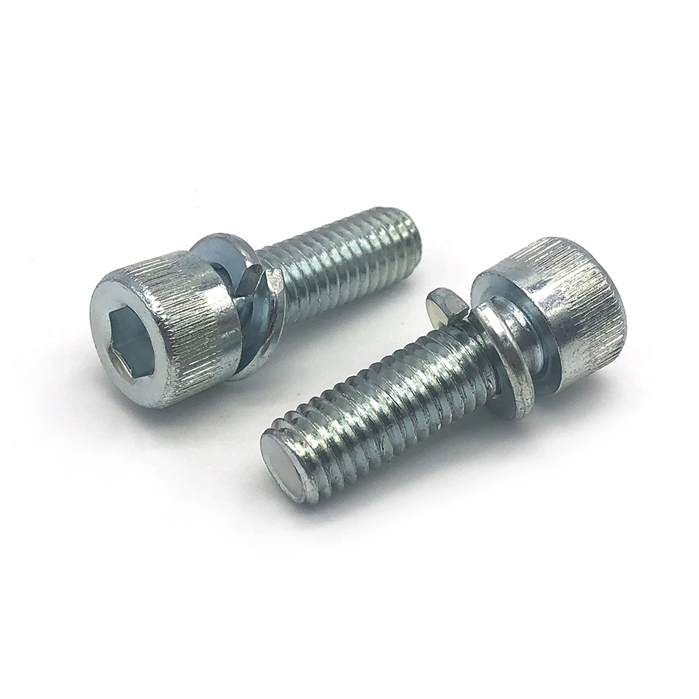 鍍鋅8.8級圓柱頭內(nèi)六角組合螺絲彈墊組合螺絲定制非標(biāo)螺絲
